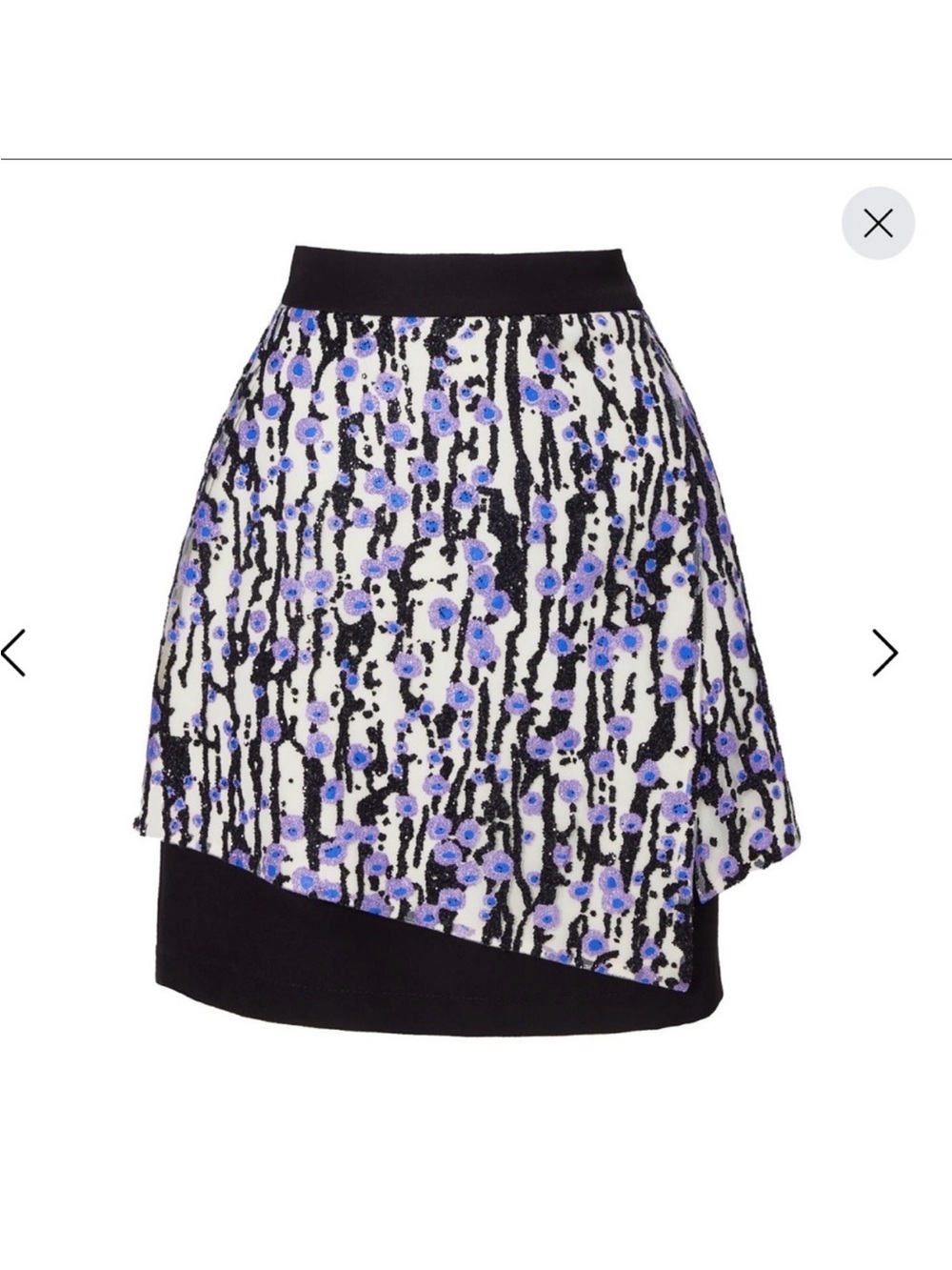 NWT Julia Allert High-Waisted Multi-Layered Mini Skirt, size L but runs small
